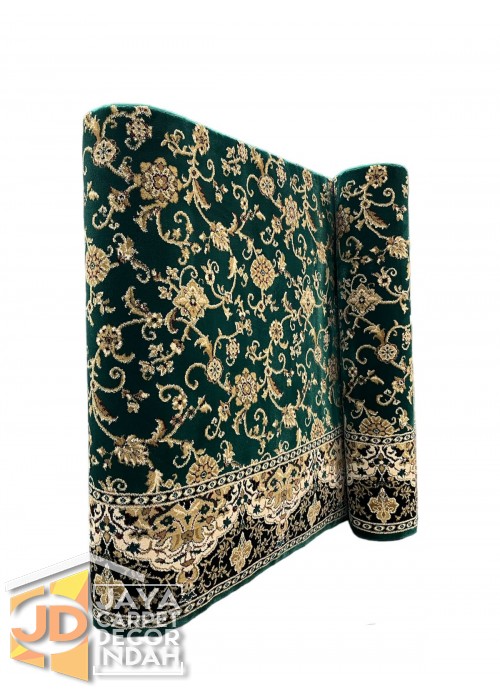 Karpet Sajadah Al Raudha Hijau Motif Kembang  120x600, 120x1200, 120x1800, 120x2400, 120x3000